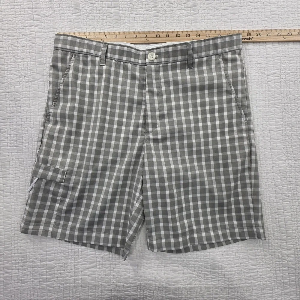 Greg Norman Golf Shorts Men's 34 Grey Checkered Slim Fit 9